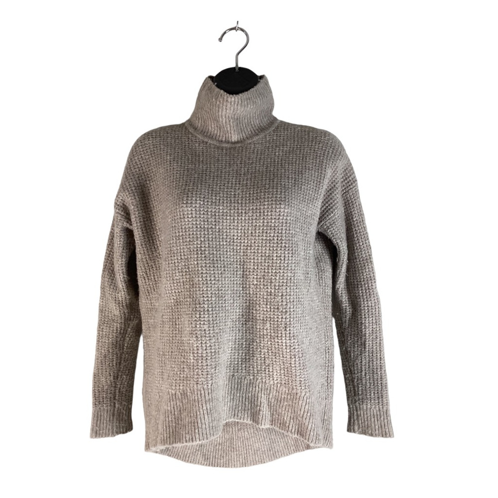 Madewell Womens Wafflestitch Turtle Neck Sweater Beige Wool Blend Long Sleeve XS